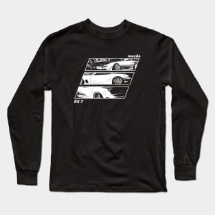 MAZDA RX-7 FD Black 'N White Archive 2 (Black Version) Long Sleeve T-Shirt